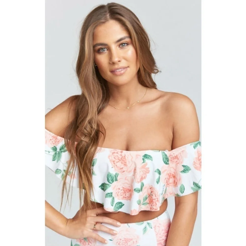 💕SHOW ME YOUR MUMU💕 Rose Ruffle Bikini TOP XS